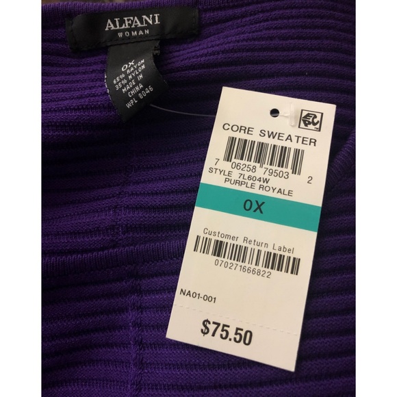 WOMEN'S ALFANI PLUS SIZE CORE SWEATER PURPLE - Picture 5 of 5